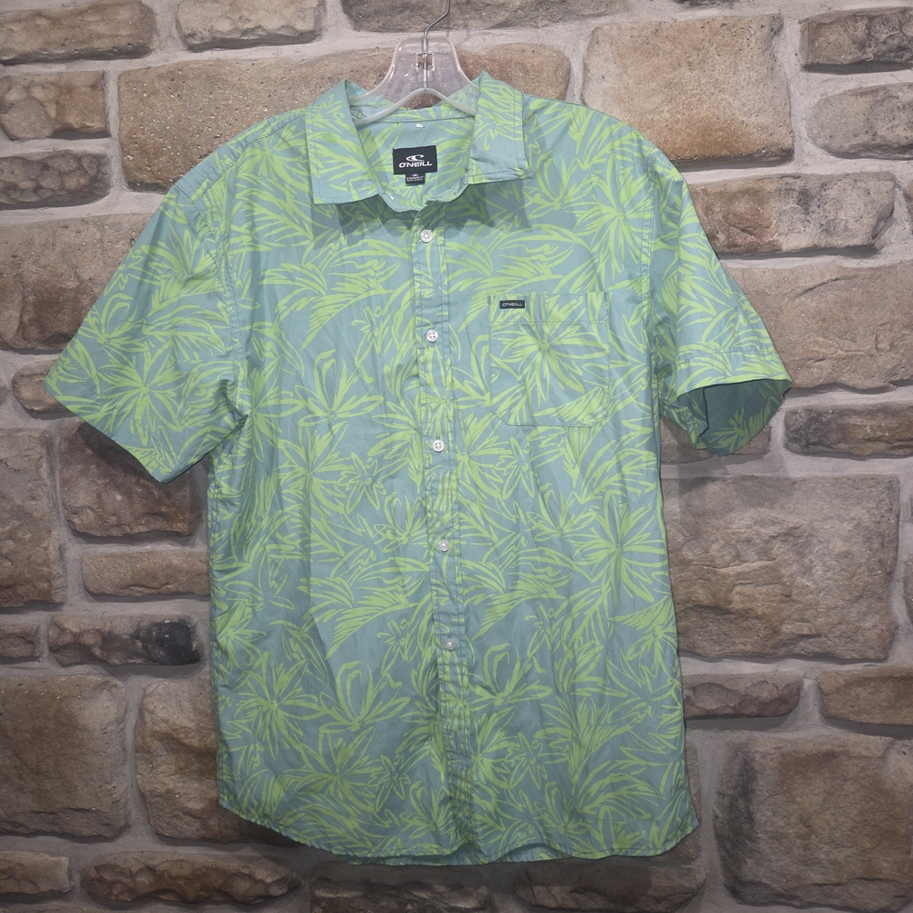 O'Neill Light Green Leaf Print Casual Shirt
